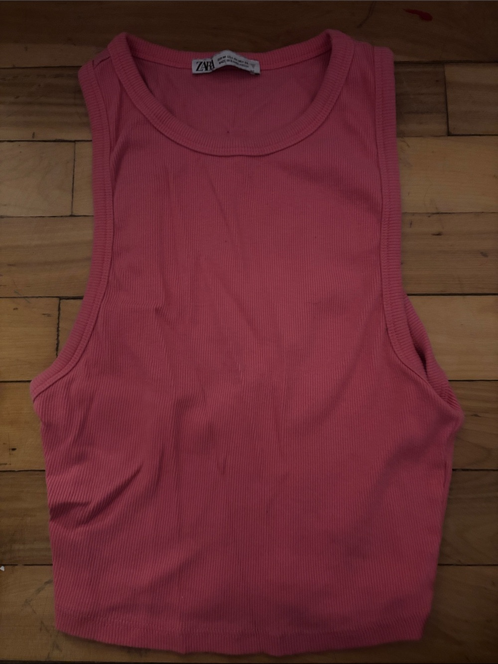 Zara Coral Pink Ribbed Tank Top